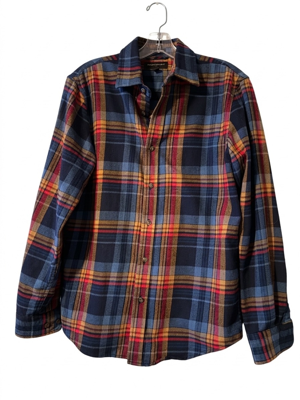 Banana Republic Men's Plaid Button-Down Shirt in Navy, Red, and Tan